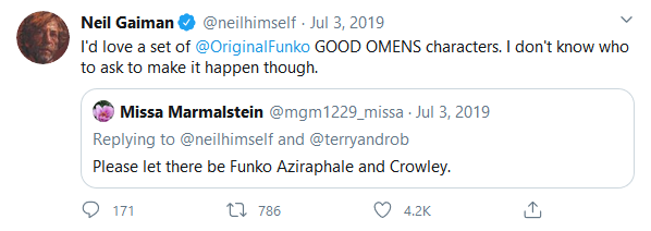 Neil Gaiman tweet from July 2019