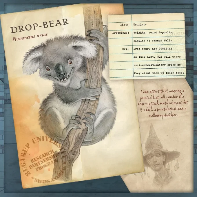 Page from book showing the Drop Bear